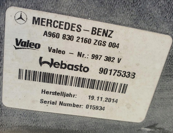 фото №7, Кондиционер габаритная вебасто mercedes actros mp4 a9608302160