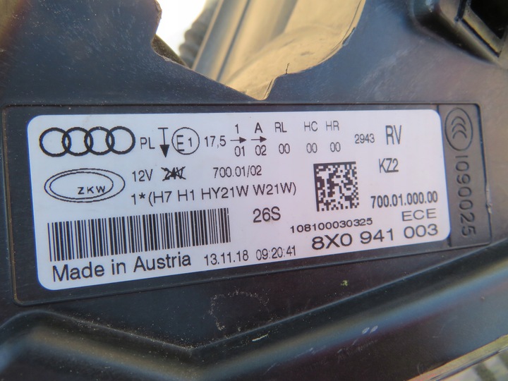 фото №16, Лампа левая левый перед audi a1 2010-2014 8x0941003