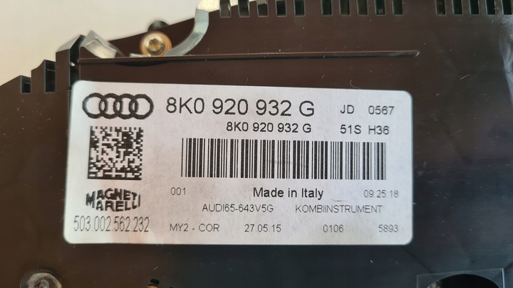 фото №6, Audi a4 b8 рестайлінг 12-15r 2.0 tdi спідометр  прилади 8k0920932g