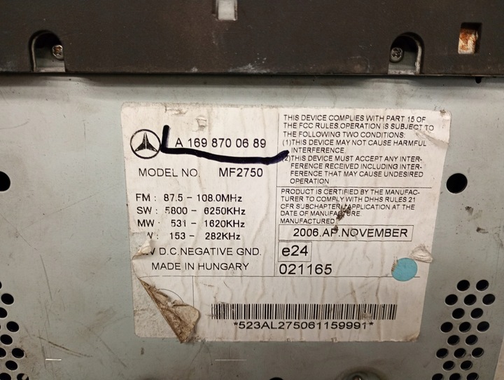 фото №10, A1698700689 радіо mercedes a-klasse a169