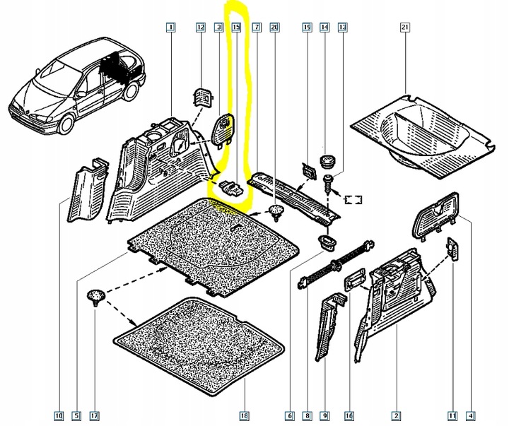 фото №9, Крепление полки зад renault scenic i оригинальный номер 7700849151