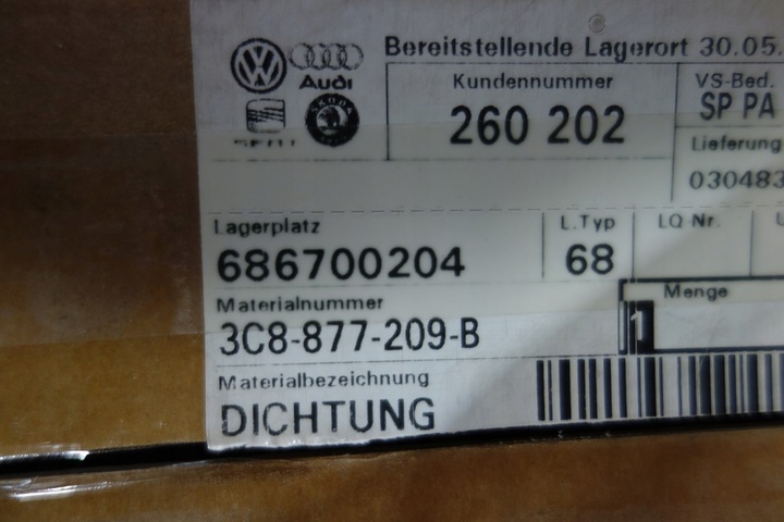 фото №9, Vw passat cc прокладка люк новая! oe! 3c8877209b