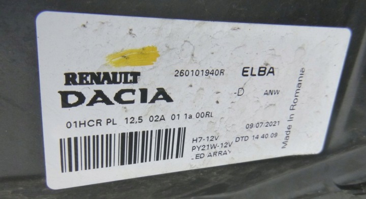 фото №7, Dacia sandero iii фара правое 260101940r