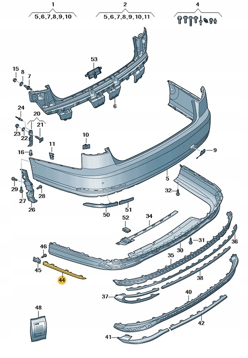 фото №1, Планка декоративная бампера заднего левая audi a8 d5 aso оригинал новая