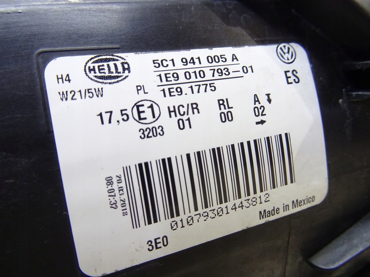 фото №7, Лампа ліва фара лівий vw beetle 5c 5c1 5c1941005a