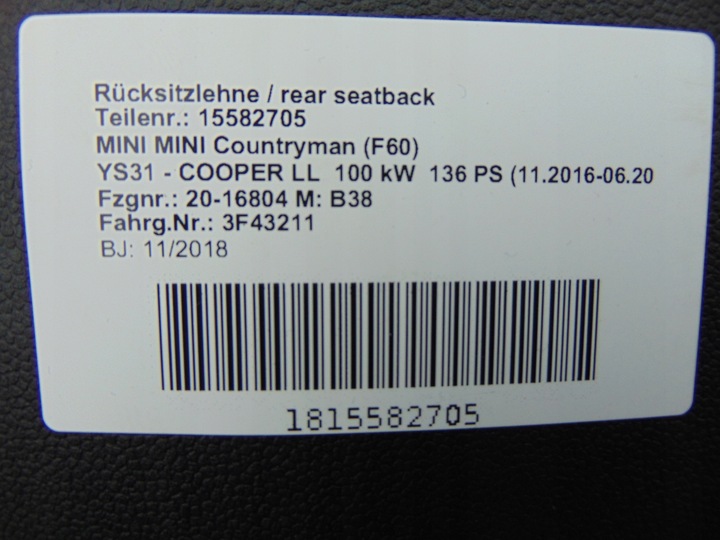 фото №9, Сидіння оббивка диван обшивки mini f60 jcw 18r