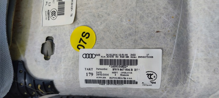 фото №15, Стеля audi a4 b9 універсал 8w9867506b