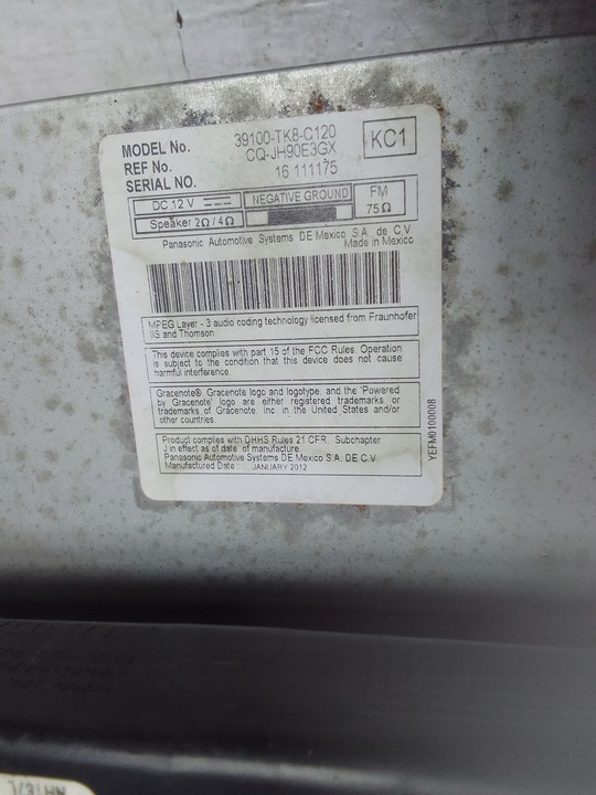 фото №10, Honda odyssey 11-17 радио проигрыватель 39100-tk8-c120 usa