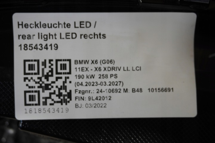 фото №10, Лампы зад bmw x6 g06 lci рестайлинг 7421118 7421114