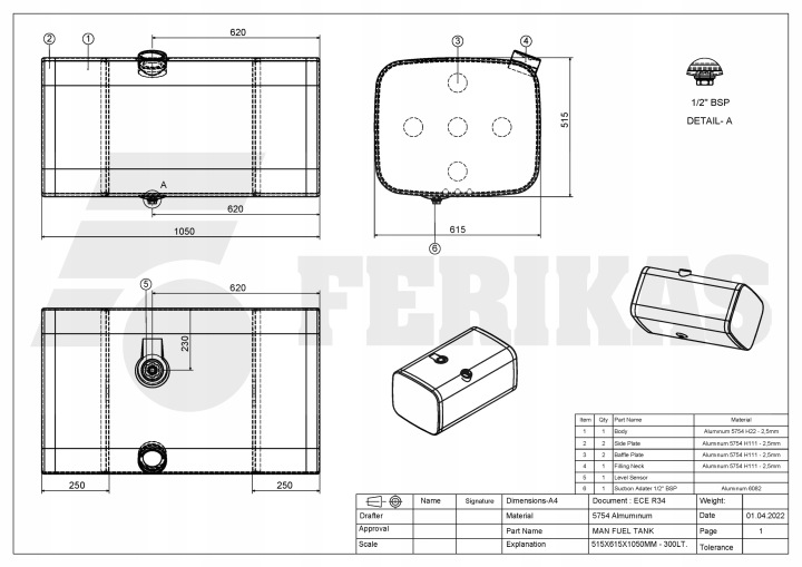 фото №7, Новый aluminiowy бак топлива man 300l 81122016584