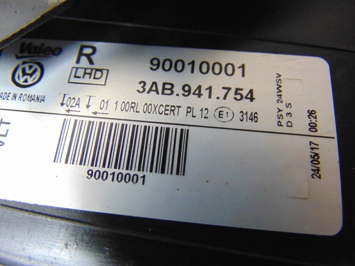 фото №16, Лампа правая перед bi ксенон vw passat b7 3ab941754 европа комплектная