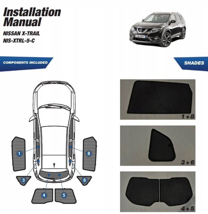 фото №15, Шторки солнечный nissan x-trail 2014-2022 защитные накладки ролеты солнцезащитный