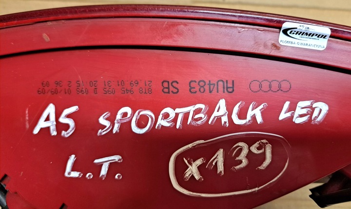 фото №9, Audi a5 8t sportback лампа задняя левая 8t8945095d x139