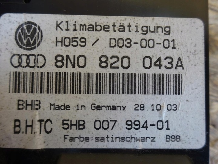 фото №13, Audi tt 8n 98-05 панель кондиционера 8n0820043a