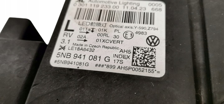 фото №11, Vw tiguan ii рестайлінг 2021- фара ліва передня повний led iq light 5nb941081g