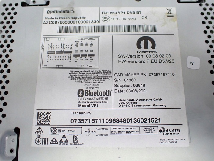 фото №8, Радіо заводські оригінал 07357167110 fiat doblo ii 21r