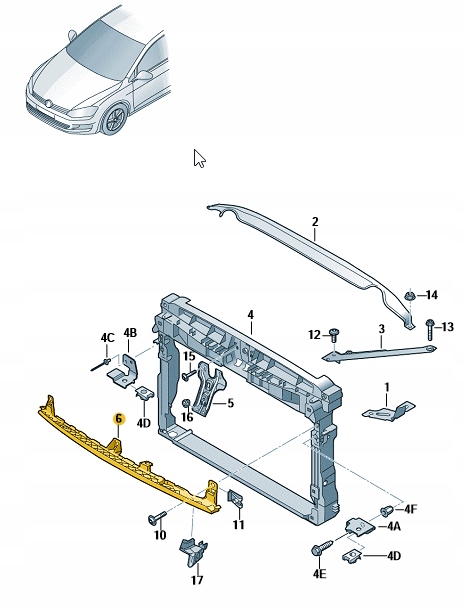 фото №11, Vw оригінальний номер 5g0805705r кріплення бампера golf 7 vii
