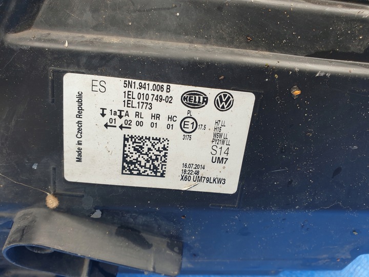 фото №10, Vw tiguan i 1 рестайлінг 11 лампа фара лівий передня перед ліва