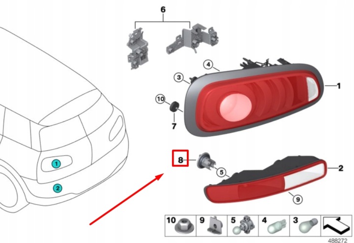 фото №9, Гнездо лампочки заднего света mini clubman f54 63217447493