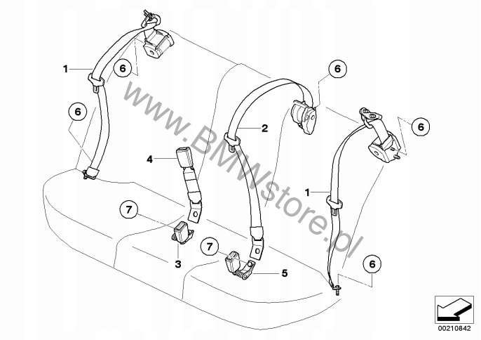 фото №10, Bmw e60 e61 натяжитель застёжка левая ремня безопасности левый зад 7065887 05r