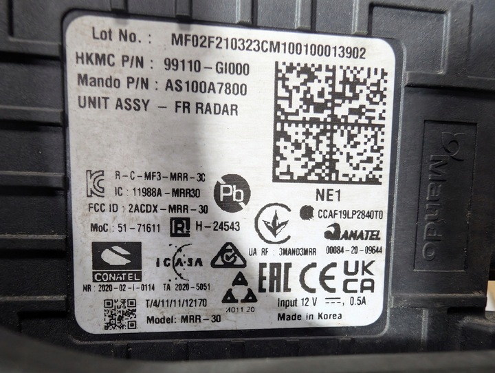 фото №10, Радар дистронік acc hyundai ioniq 5 v 99110-gi000