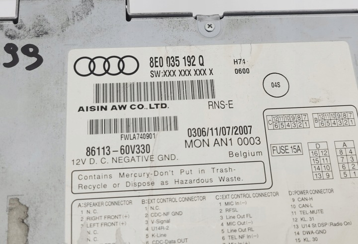 фото №9, Audi a4 b6 b7 rns-e радіо навігація навігація код меню pl 8e0035192q
