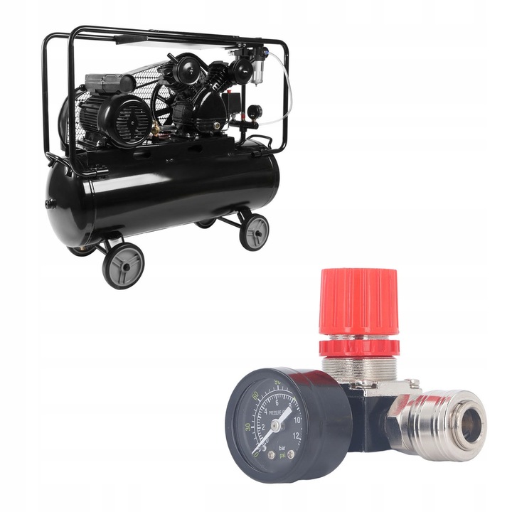 фото №12, Набір регулятор компресора повітря з манометр клапан 4-дорожній 0–180