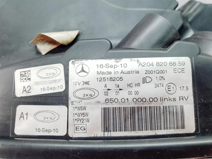 фото №8, Mercedes glk x204 a204 08-12r ліва лампа звичайна eu