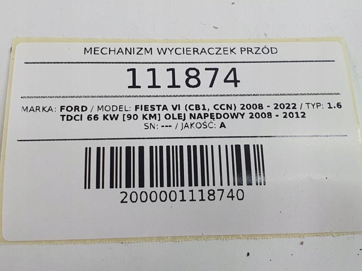 фото №9, Механизм стеклоочистителя перед 3397021160 8a61-17500-ab ford fiesta mk7 eu