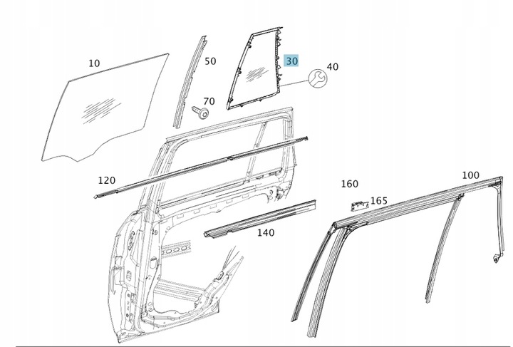 фото №2, Стекло цельная треугольник зад левая mercedes x204 glk