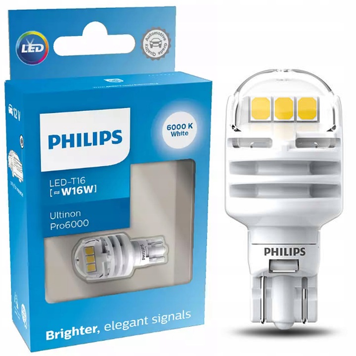 PHILIPS ЛАМПОЧКА ЗАДНЬОГО ХОДУ LED (СВІТЛОДІОД) W16W PRO6000 6000K