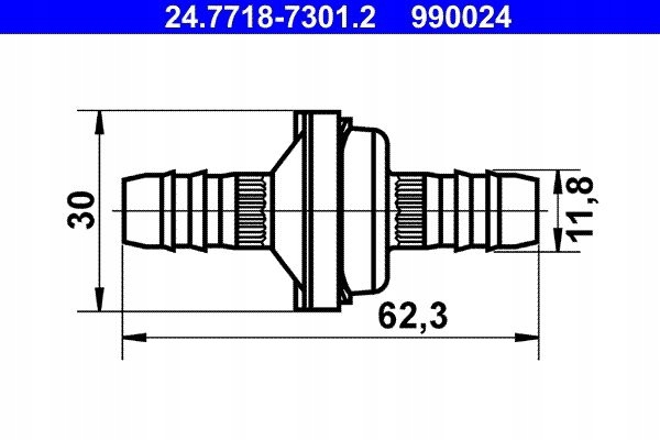 фото №1, Клапан, шланг вакуумний 24.7718-7301.2 ate