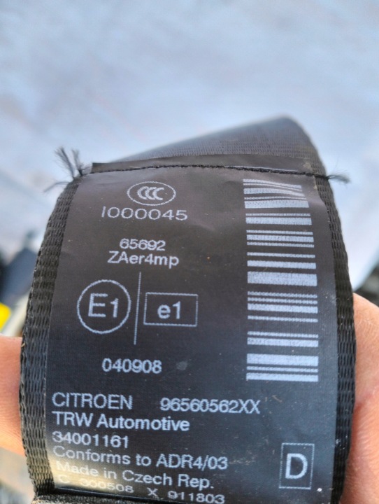 фото №7, Pas безопасности правое перед citroen c5 iii x7 96560562xx