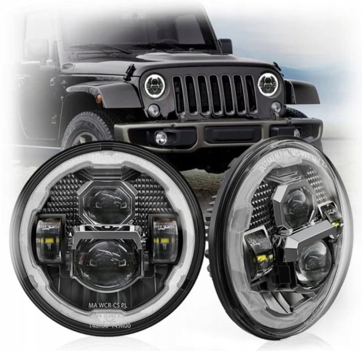 фото №6, Лампы фары led drl перед 7" 84w jeep wrangler jk tj cj jl rubikon