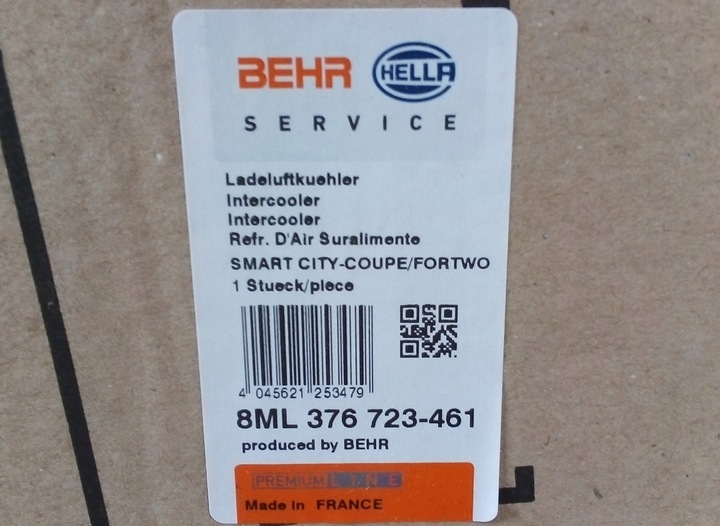 фото №3, Behr hella интеркулер 8ml376723-461 smart 0.8 cdi