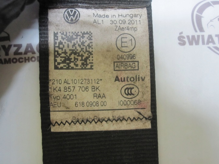 фото №7, Vw golf vi 11r pas безпеки праве перед 1k4857706bk 618090800