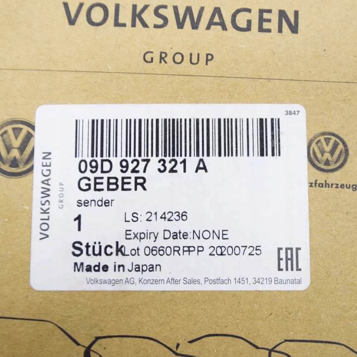 фото №6, Датчик скорости коробки коробки передач audi q7 4l 09d927321a оригинальный