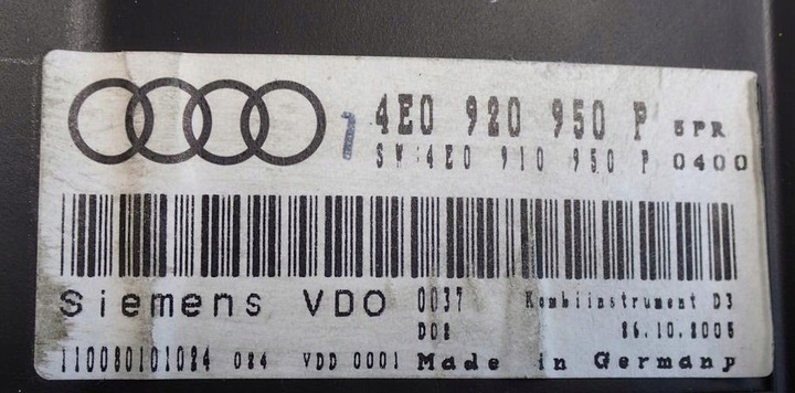 фото №9, Приборы спидометр 4e0920950p дизель tdi audi a8 d3
