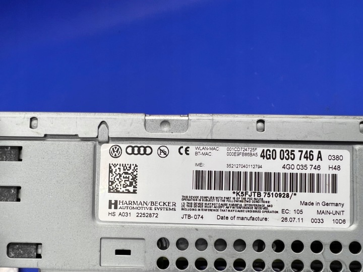 фото №6, Audi a6 a7 c7 модуль станція mmi 3g 4g0035746a