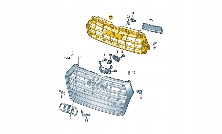 фото №1, Усилитель решётка решётка радиатора audi q5 80a853692 aso