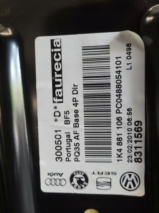 фото №9, Seat altea 2010 рестайлінг сидіння пасажира праві перед переднє 1k4881106