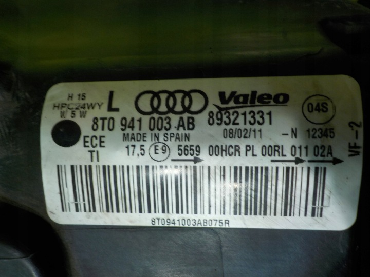 фото №7, Фара передняя левая оригинальная audi (oem) a5 1.8 tfsi 2d 8t0941003ab 89321331