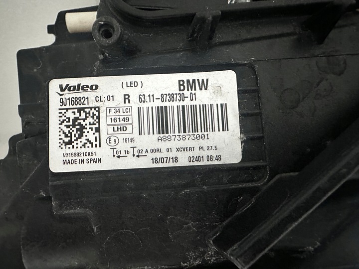 фото №6, Bmw 3 f34 lci адаптивный gt правая led 8738730 eu