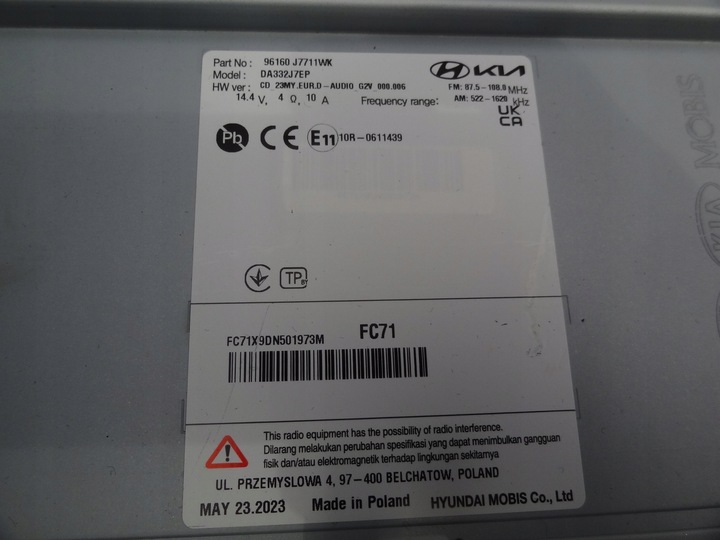 фото №6, Kia ceed iii 2023 рестайлинг радио дисплей 96160-j7711 европа оригинал