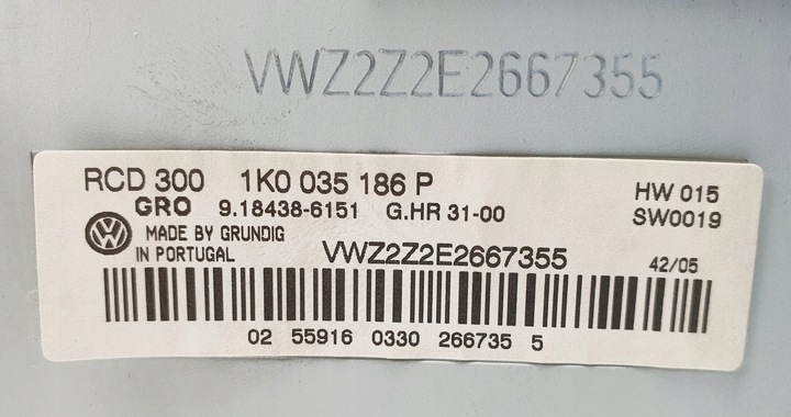 фото №8, Радіо cd vw passat b6 1k0035186p