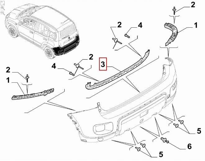 фото №9, Fiat panda iii 12- кронштейн   кріплення бампера зад заднього 51880611 oem номер