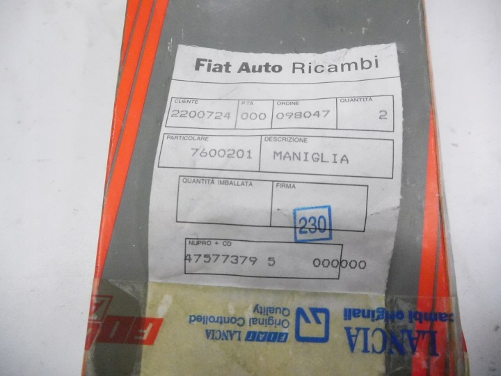 фото №8, Ручка дверей праве перед fiat duna oem номер 7600201