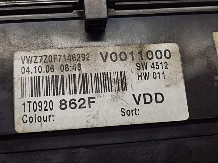 фото №6, Vw touran i 1.9 tdi спидометр 1t0920862f