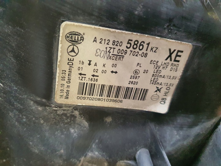 фото №9, Фара лампа левая mercedes w212 a2128205861