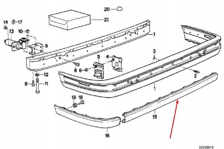 фото №10, Bmw 3 e30 планка средняя бампера заднего 51121945926 1945926 1990